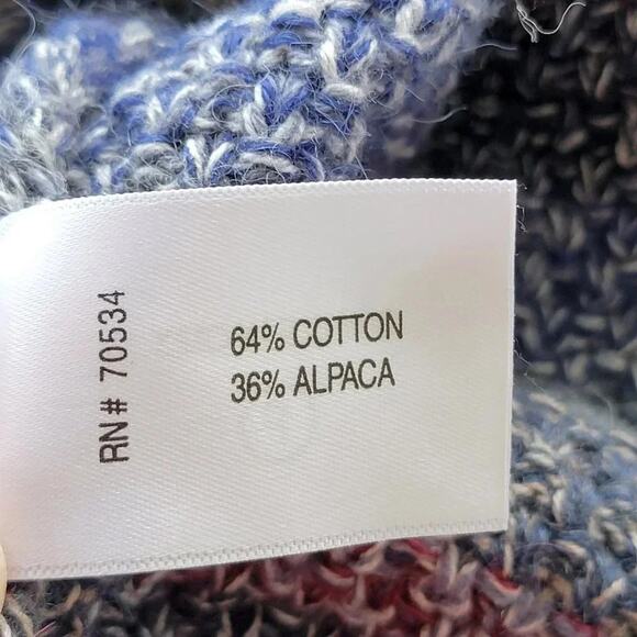 Orvis Knit Cardigan Sweater Cotton Alpaca Open Front Multicolor Womens Size L - Picture 9 of 10